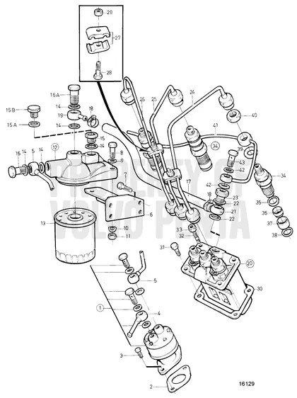Diagrama de despiece Sistema de combustible Volvo Penta MD2030