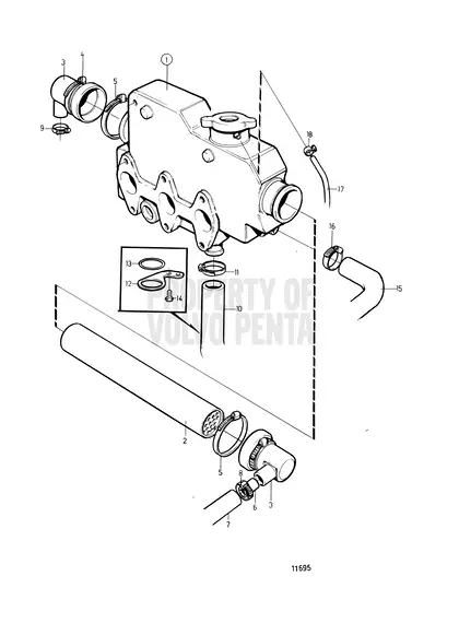 Diagrama de despiece Intercambiador de calor Volvo Penta MD2030