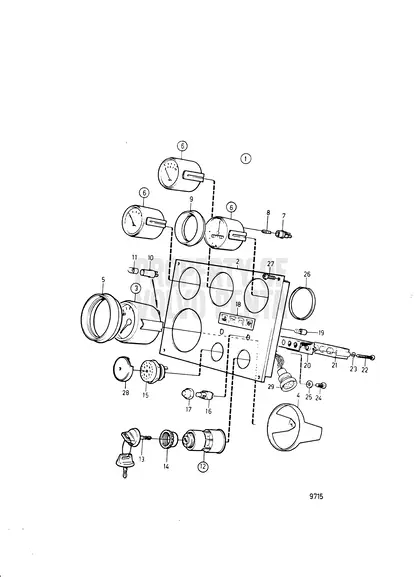 Diagrama de despiece Panel de instrumentos Deluxe Volvo Penta MD2030
