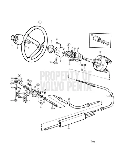 Diagrama de despiece Sistema de la dirección STS330 Volvo Penta MD2030