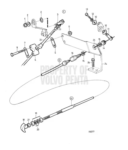 Diagrama de despiece Conexión del control, control de la velocidad y la parada Volvo Penta MD2030