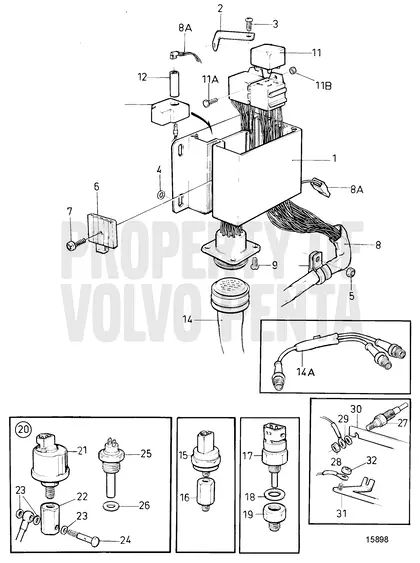 Diagrama de despiece Sistema eléctrico Volvo Penta MD2030