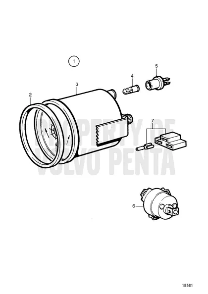 Diagrama de despiece Kit de indicadores de timón para marcha atrás Volvo Penta MD2030