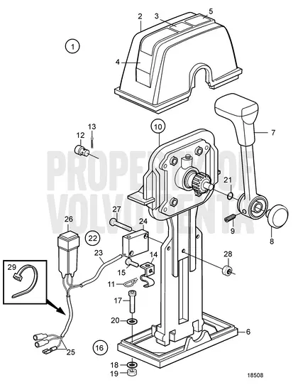 Diagrama de despiece Control para la instalación superior, PC840 Volvo Penta MD2030