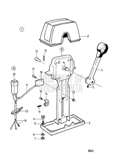 Diagrama de despiece Control para instalación superior, velero PC740 Volvo Penta MD2030