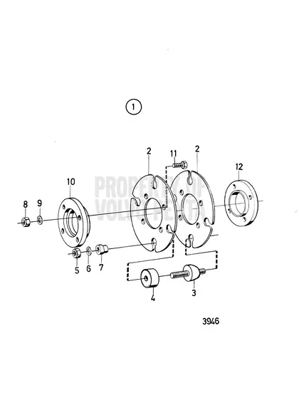Diagrama de despiece Acoplamiento de eje, flexible Volvo Penta MD2030