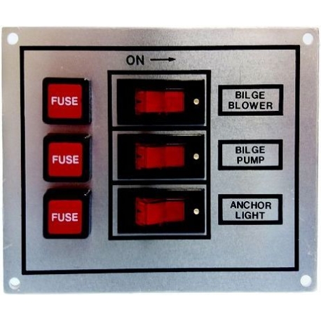SWITCH PANEL 3-GANG 12V SILVER PLATE